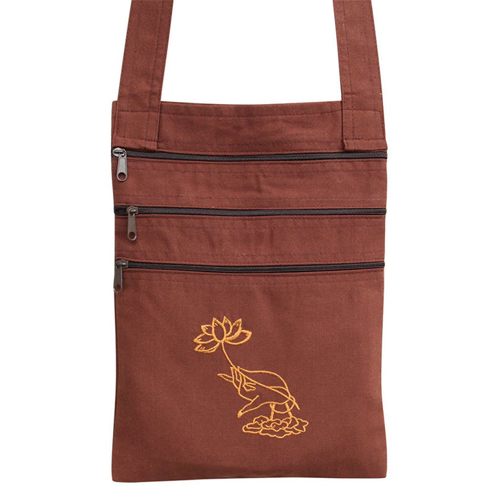 Spiritual Mind Practice Lotus Embroidered Cotton Shoulder Bag Crossbody Bag - image 4
