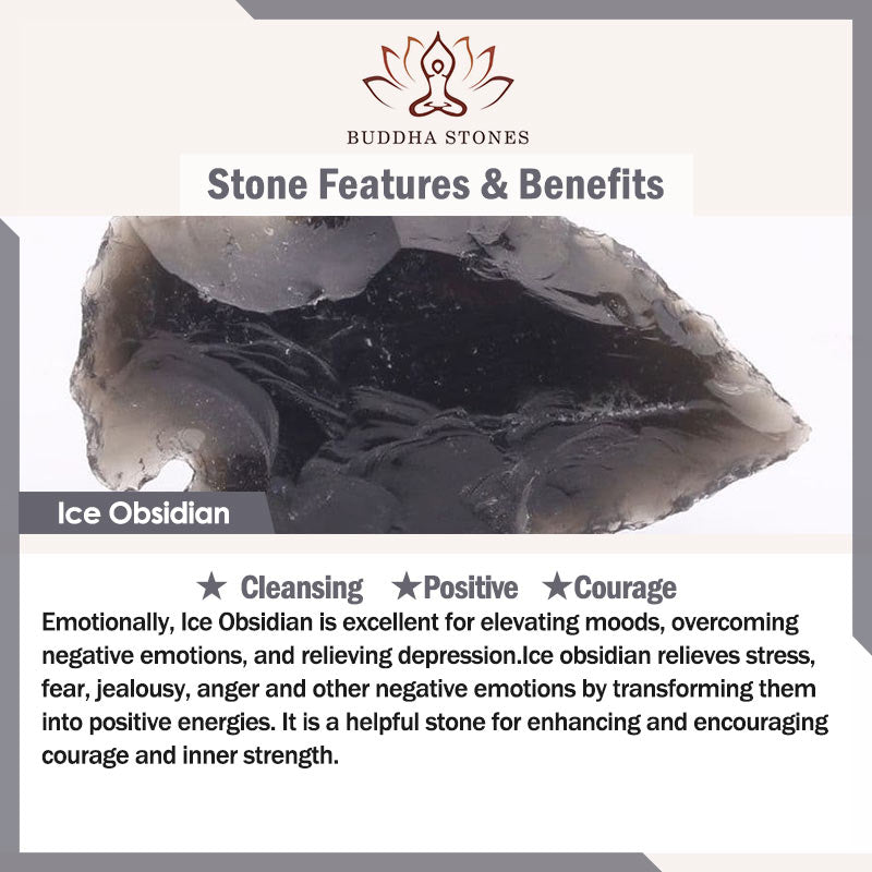 Buddha Stones Natural Ice Obsidian Wolf Tooth Pattern Courage Necklace Pendant - image 11