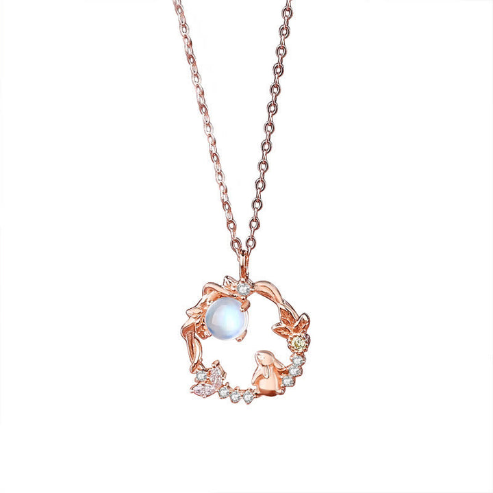 925 Sterling Silver Year of the Rabbit Moonstone Moon Flower Pattern Necklace Pendant Bracelet Earrings - image 11
