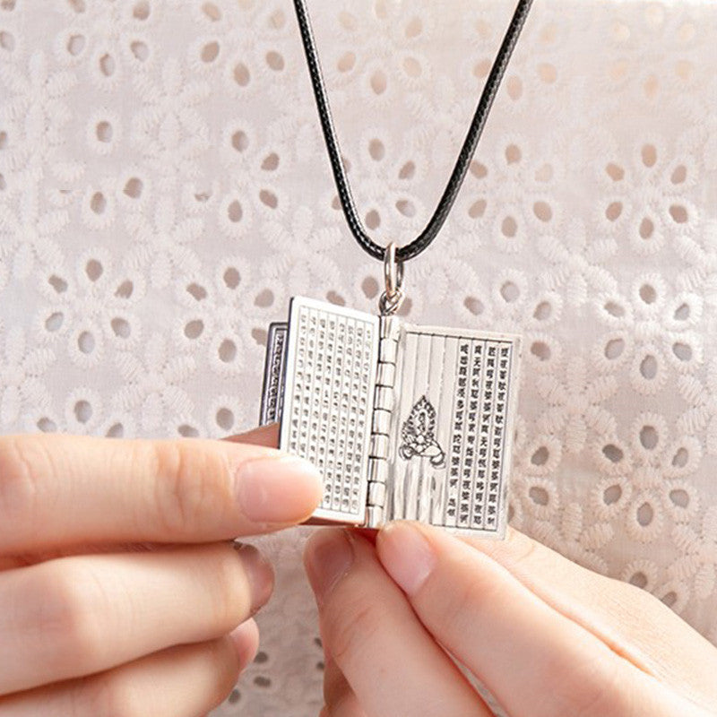 990 Sterling Silver Heart Sutra Great Compassion Shurangama Mantra Lotus Vajra Peace Necklace Pendant - image 7