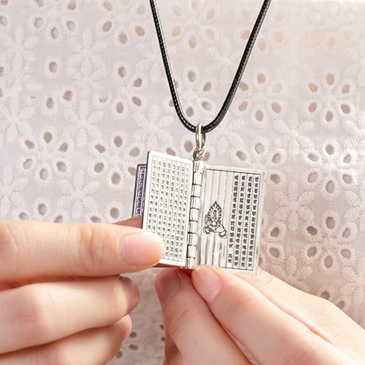 990 Sterling Silver Heart Sutra Great Compassion Shurangama Mantra Lotus Vajra Peace Necklace Pendant - image 7