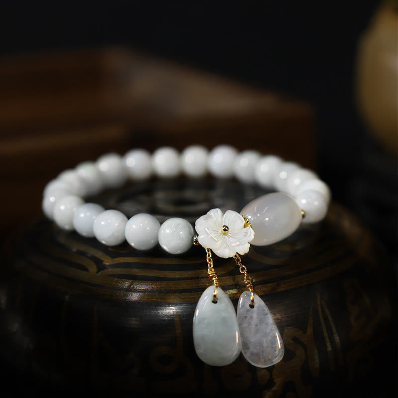 Buddha Stones "Hoping for Purity and Peace"Natural White Jade Bracelet Includes Gift Message Card - image 9