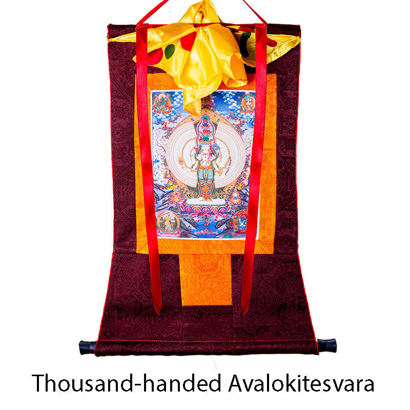 Tibetan Thousand-handed Avalokitesvara Framed Thangka Blessing Decoration - image 12