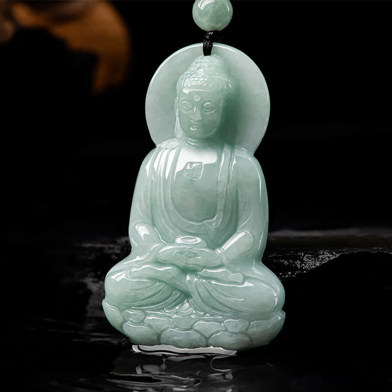 Buddha Stones Amitabha Buddha Jade Amulet Compassion String Necklace