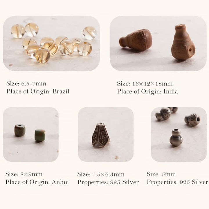 108 Mala Beads 925 Sterling Silver Citrine Sandalwood Turquoise Protection Prosperity Bracelet - image 11