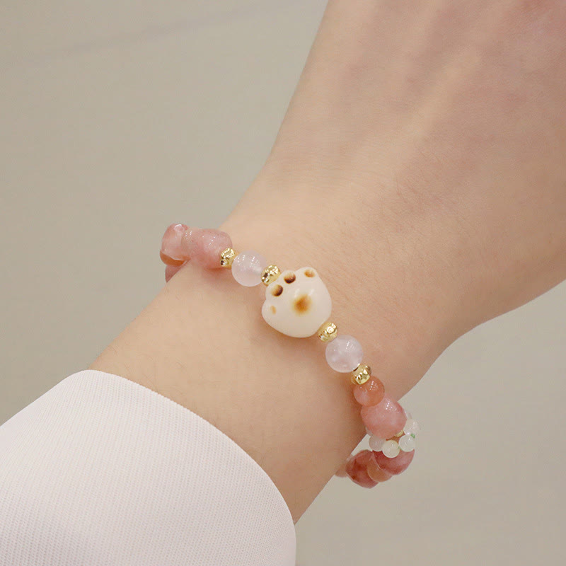Buddha Stones Green Agate Sun Stone Cat's Eye Bodhi Seed Cat Paw Support Bracelet - Sun Stone&Cat's Eye - image 5
