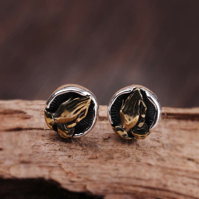 925 Sterling Silver Namaste Equality Stud Earrings - image 6