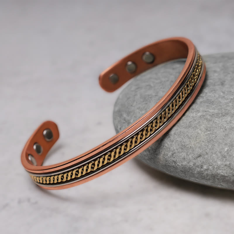 Buddha Stones Magnetic Copper Balance Adjustable Cuff Bracelet Bangle Ring - image 4