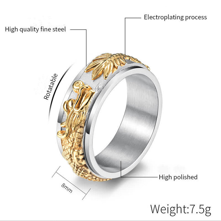 Buddha Stones Dragon Titanium Steel Stimulation Rotatable Ring - image 14
