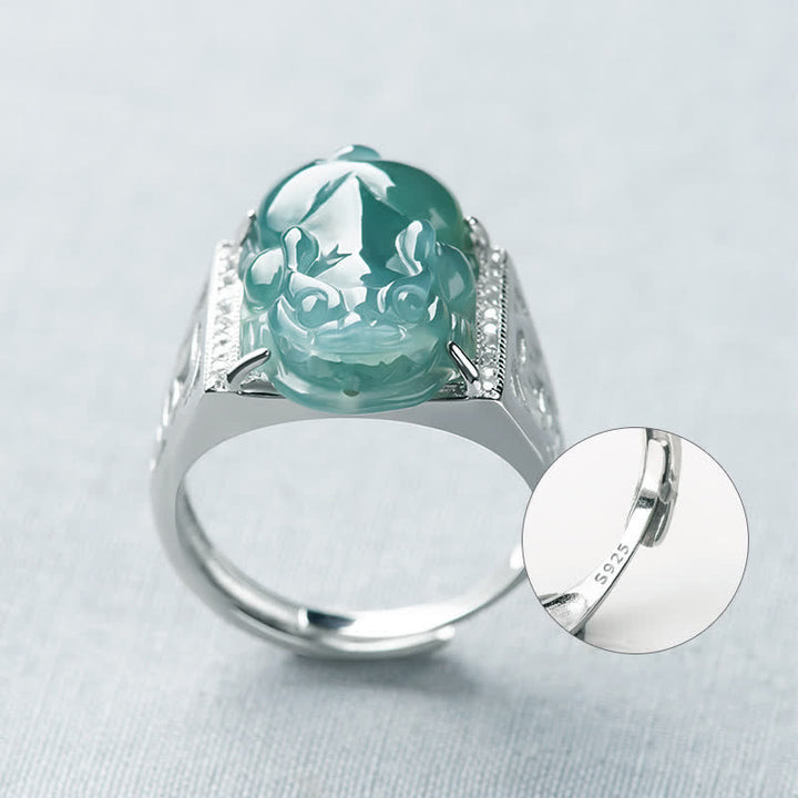 Buddha Stones 925 Sterling Silver Fengshui Wealth Prosperity Jade PiXiu Luck Ring - image 14