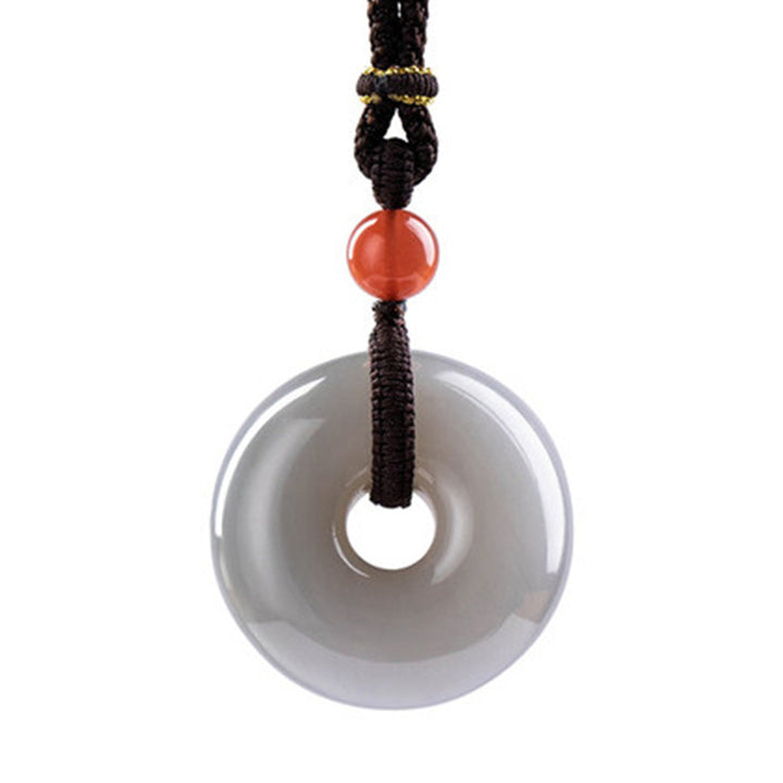 Natural Round Jade Gray Jade Peace Buckle Luck Necklace Pendant - image 25