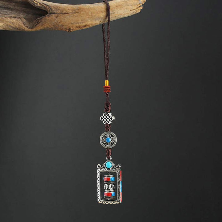 Six True Words Prayer Wheel Rotation Knot Blessing Keychain Decoration - image 2