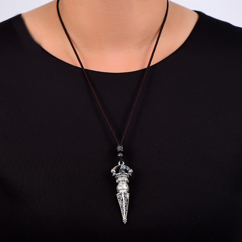 Buddha Stones Tibetan Om Mani Padme Hum Dorje Vajra Design Wisdom Rotatable Necklace Pendant - image 5