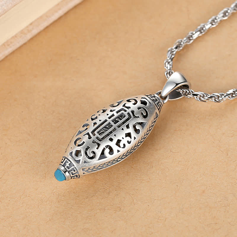 Buddha Stones Tibet Om Mani Padme Hum Protection Necklace Rotatable Pendant - image 5
