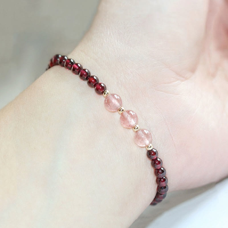 Buddha Stones Natural Garnet Strawberry Quartz Calm Bracelet - image 15