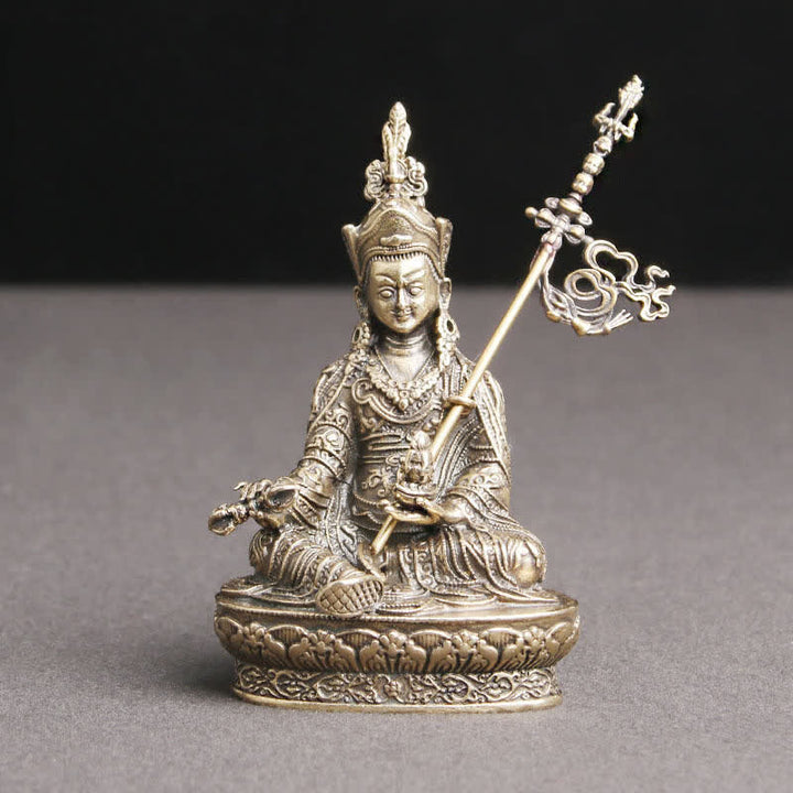 Padmasambhava Buddha Figure Serenity Copper Statue Decoration Temple Ornament - 41*66mm - image 0