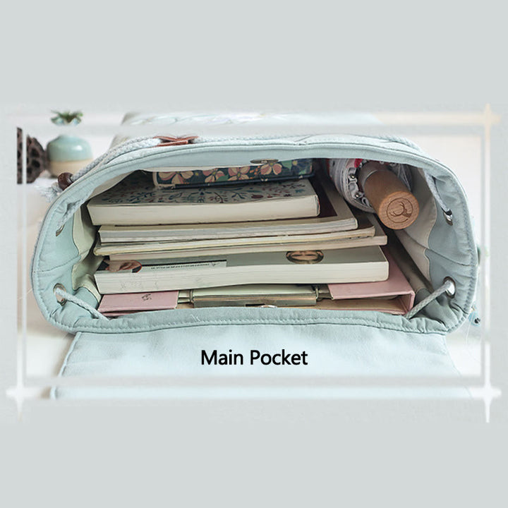 Buddha Stones Handmade Embroidered Large Capacity Canvas Backpack - image 6