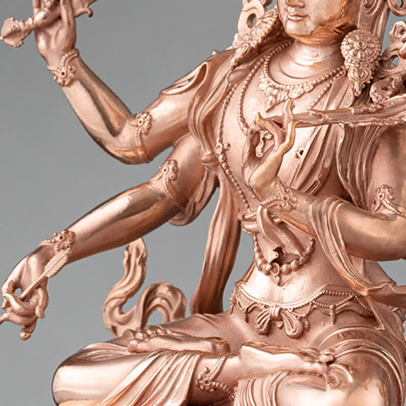 Four-armed Manjusri Bodhisattva Figurine Serenity Copper Statue Decoration - image 7