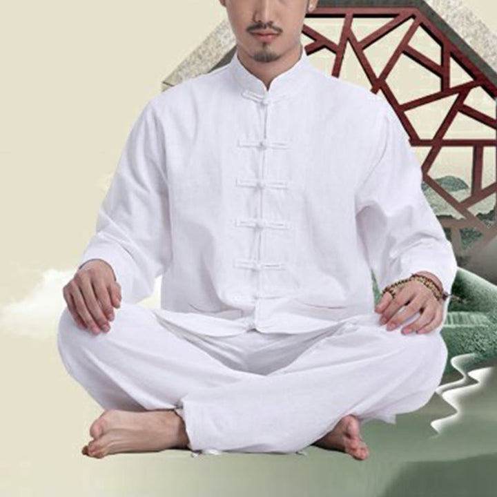 Buddha Stones Chinese Frog Button Design Meditation Prayer Cotton Linen Spiritual Zen Practice Yoga Clothing Men's Set - image 11
