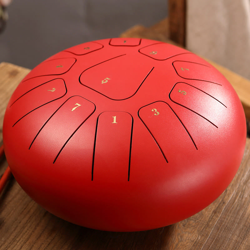 Buddha Stones Steel Tongue Drum Sound Healing Mindfulness Meditation Yoga Drum Kit 11 Note 8 Inch - Red - image 7