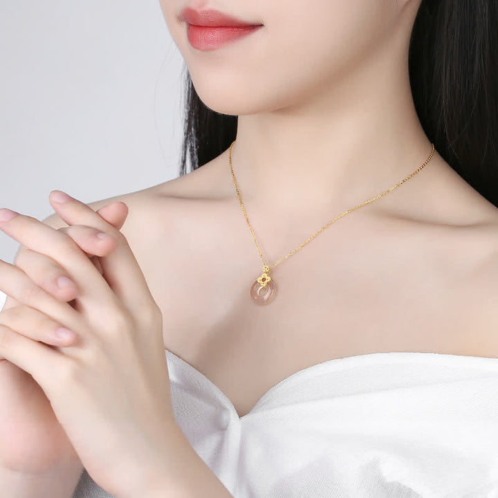 925 Sterling Silver Chalcedony Coin Peace Buckle Positive Necklace Pendant - image 2