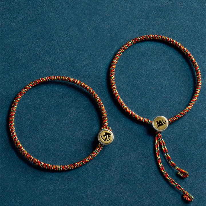 Buddha Stones Handmade 925 Sterling Silver Chinese Zodiac Natal Buddha Protection Colorful Rope Bracelet - image 1