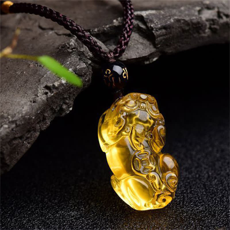 Buddha Stones FengShui Citrine PiXiu Wealth Necklace Pendant - image 2