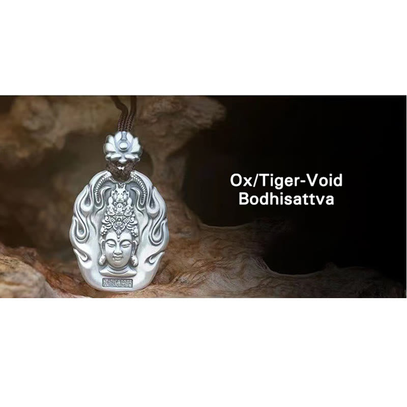 Buddha Stones Chinese Zodiac Natal Buddha Om Mani Padme Hum Lotus Compassion Necklace Pendant - Ox/Tiger-Void Bodhisattva - image 12