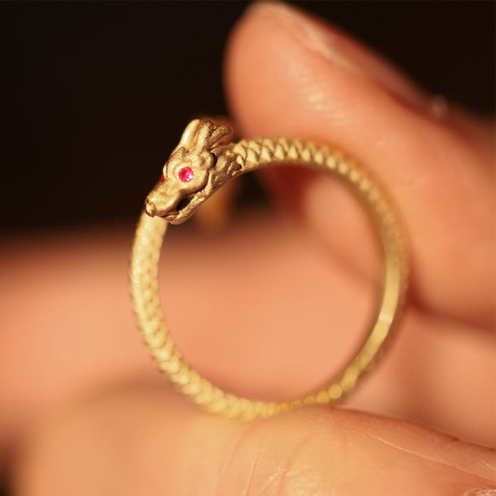 Buddha Stones 925 Sterling Silver Vintage Dragon Luck Protection Strength Adjustable Ring - image 7