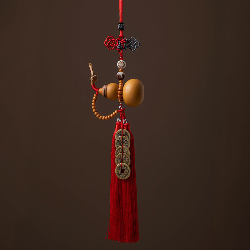 Buddha Stones Feng Shui Coins Gourd Chinese Knot Lucky Coins Five Emperor Money Wealth Tassels Decoration - Crimson - image 18
