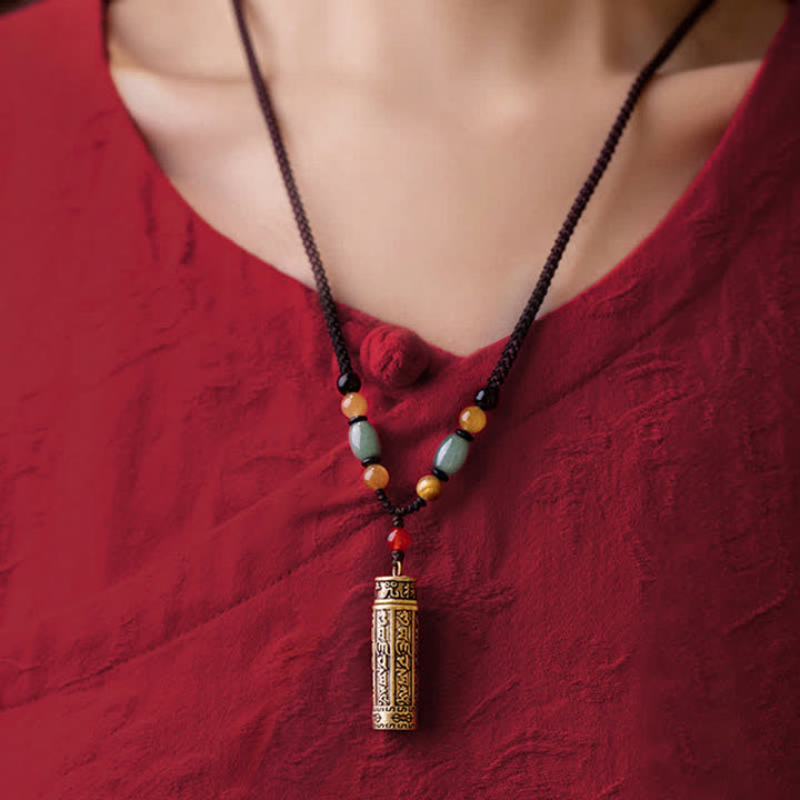 Buddhastoneshop Tibet Om Mani Padme Hum Agate Shurangama Sutra Protection Necklace Pendant - image 5