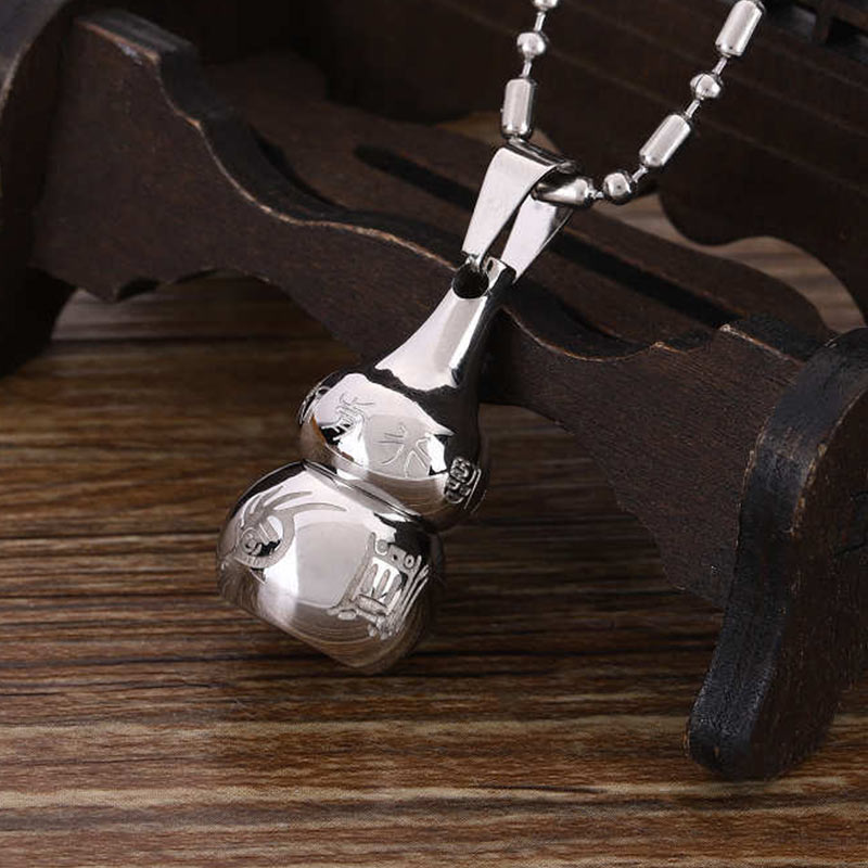 Buddha Stones Tibetan Yin Yang Symbol Gourd Harmony Titanium Steel Necklace Pendant - Silver Size&Chain - image 7