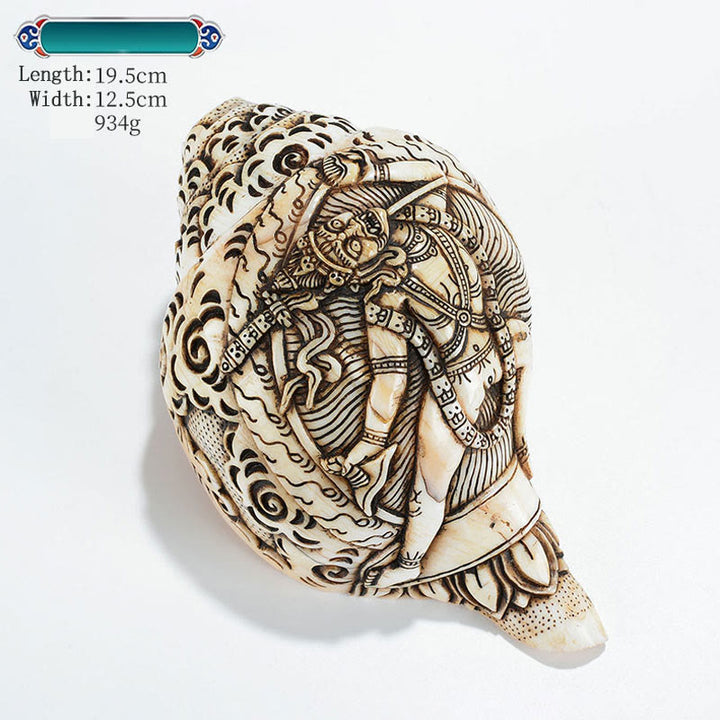 Tibetan Handmade Engraved Shankha Buddha Avalokitesvara Conch Shell Wealth Decoration - Vajrayogini Buddha 19.5*12.5cm - image 31