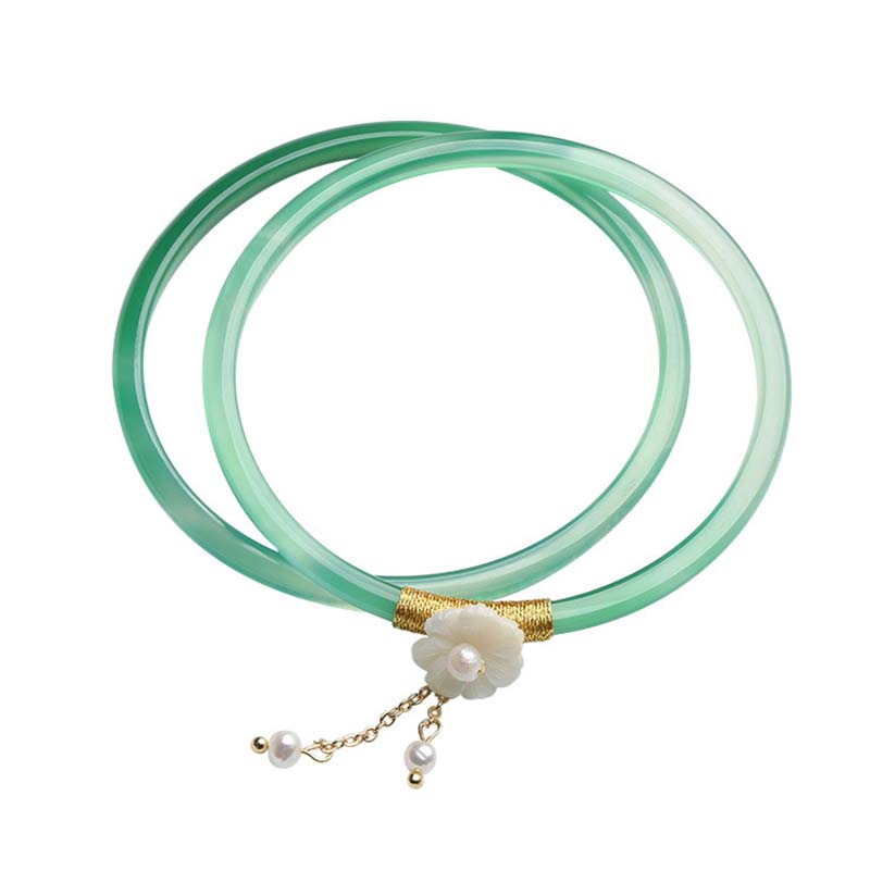 Buddha Stones Natural Cyan White Jade Success Bracelet - image 1