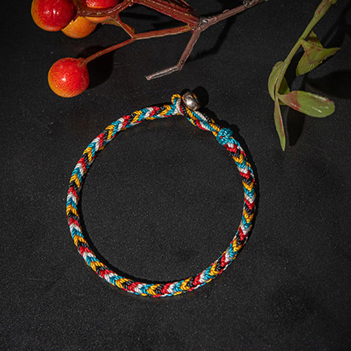 Buddha Stones Tibet Handmade Five Color Thread Protection Braid String Bracelet - image 3