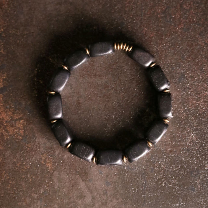 Buddha Stones Retro Ebony Wood Texture Style Copper Peace Balance Bracelet - image 6