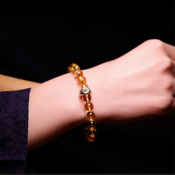925 Sterling Silver Chinese Zodiac Natal Buddha Citrine Protection Bracelet - image 2