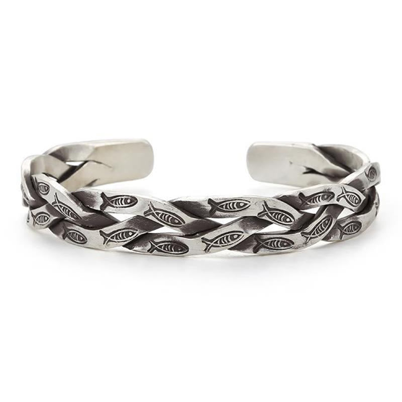 Buddha Stones Koi Fish Twisted Design Luck Wealth Cuff Bracelet Bangle - image 4