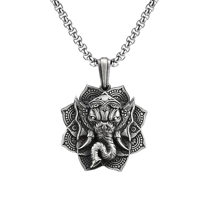 Buddha Stones Pure Tin Ganesh Ganpati Elephant Protection Amulet Necklace Pendant - Ganesh Pendant&Common Chain - image 4