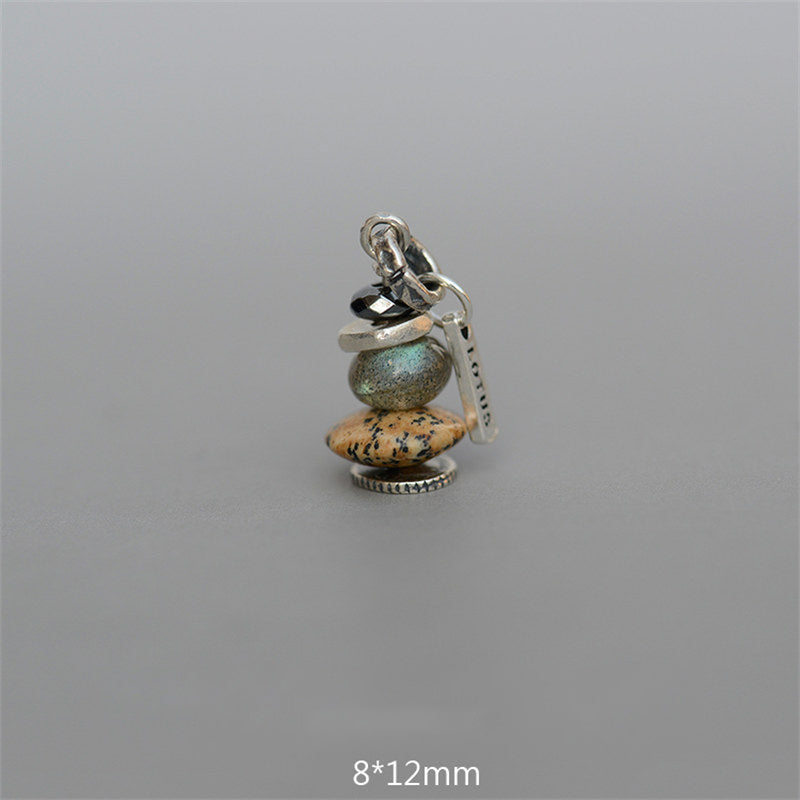 Buddha Stones Zen Cairn Labradorite Various Crystals Calm Pendant Necklace - Hematite&Labradorite&Landscape Stone Pendant 8*12mm - image 13