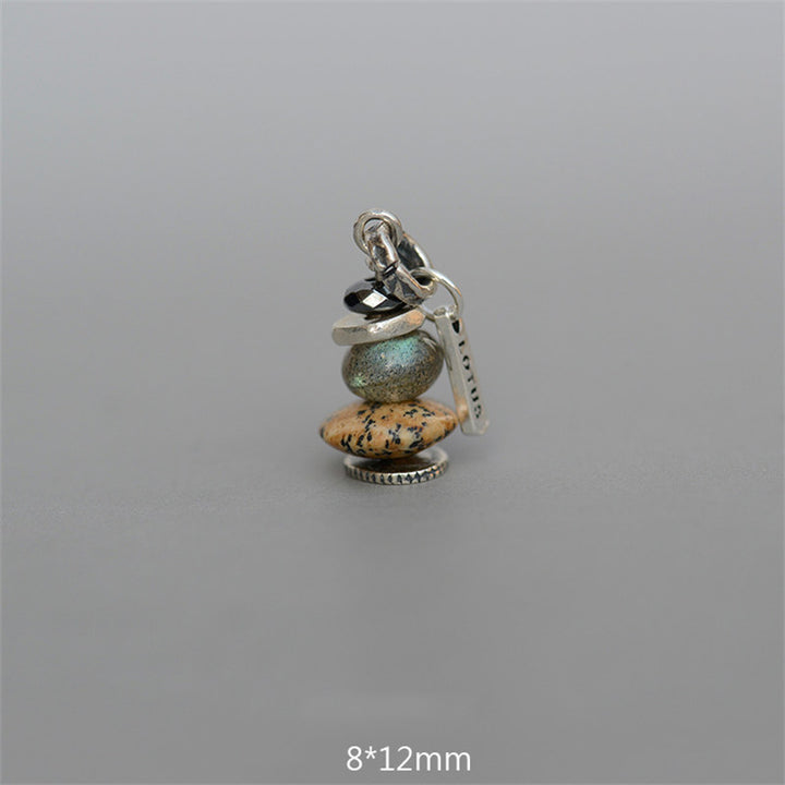 Buddha Stones Zen Cairn Labradorite Various Crystals Calm Pendant Necklace - Hematite&Labradorite&Landscape Stone Pendant 8*12mm - image 13