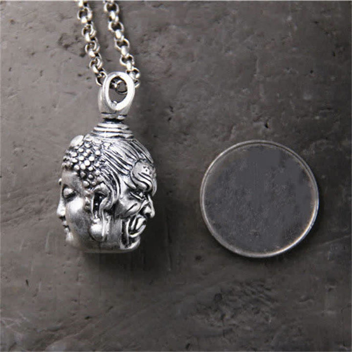 999 Sterling Silver Buddha Demon Serenity Necklace Pendant - image 6
