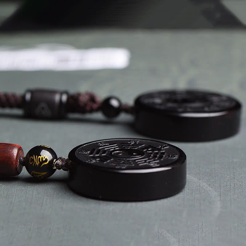 Black Obsidian Bagua Yin Yang Strength Necklace Pendant - image 4