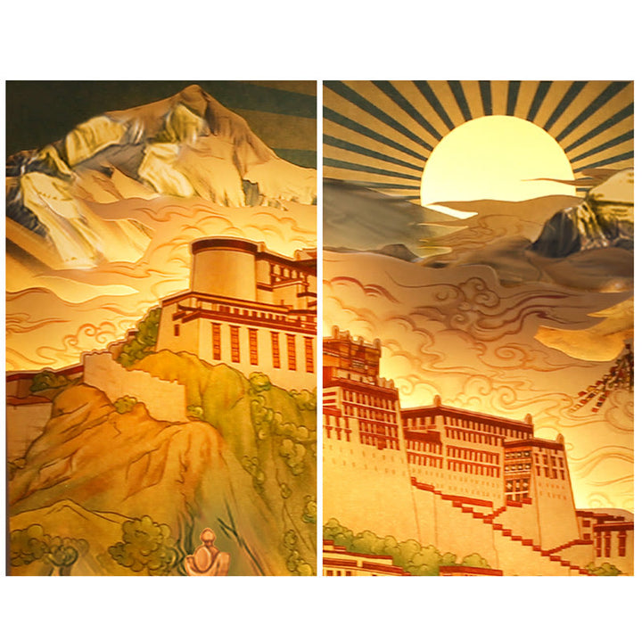 Tibet Potala Palace Paper LED Carving Lamp Art Night Lights Creative LED Table Lamp - image 6