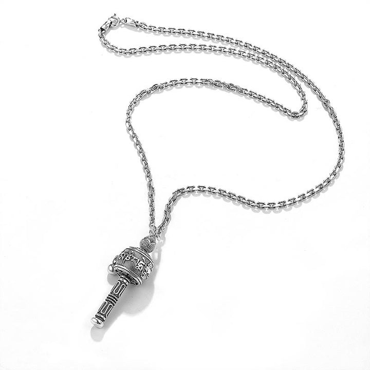 Buddha Stones Tibetan Om Mani Padme Hum Prayer Wheel Lotus Wisdom Rotatable Necklace Pendant - image 6