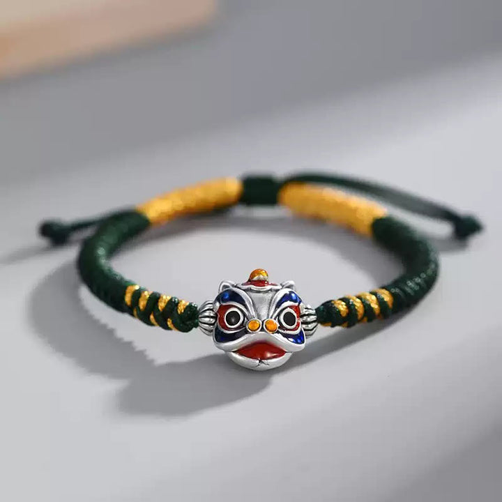 Buddha Stones Handmade Dancing Lion Luck Braided String Bracelet