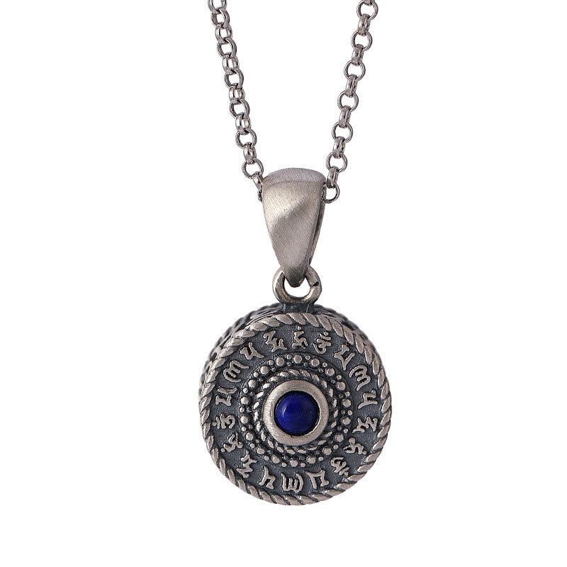 925 Sterling Silver Om Mani Padme Hum Lazurite Love Peace Necklace Pendant - image 8
