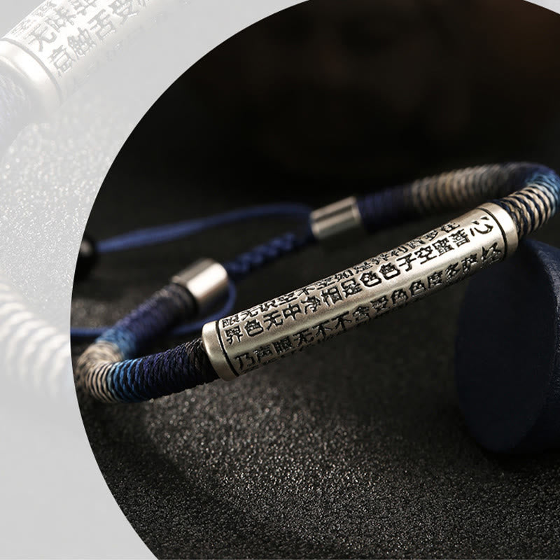 Buddha Stones 999 Sterling Silver Heart Sutra Calm Handmade Braided Bracelet - image 7