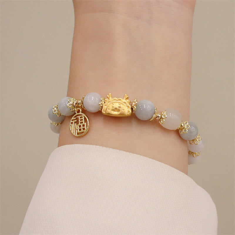 Buddha Stones Year Of The Dragon Red Agate Strawberry Quartz Black Obsidian Jade Garnet Pearl Cinnabar Dumpling Dragon Luck Fu Character Bracelet - image 22