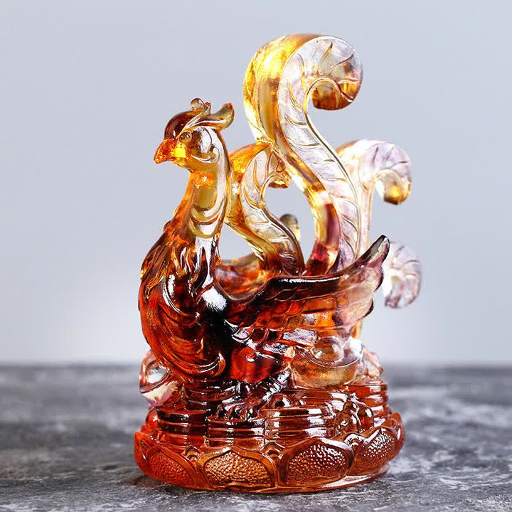 Feng Shui Four Symbols Azure Dragon Handmade Liuli Crystal Art Piece Home Office Decoration - Vermilion Bird - image 9